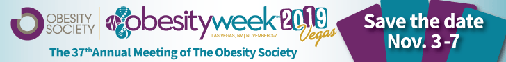 Banner for obesity week 2019, the 37th annual meeting of the obesity society, held in las vegas from november 3-7.