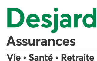 Logo of desjardins assurances featuring a green hexagon beside the company name, with the text "vie • santé • retraite" underneath.