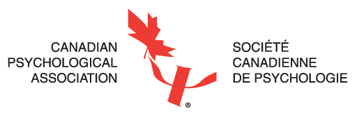 Logo of the canadian psychological association featuring a stylized red maple leaf and bilingual text in red and black.