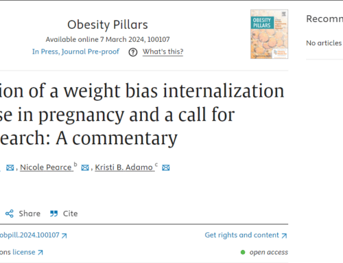 Publication: Presentation of a weight bias internalization tool for use in pregnancy and a call for future research: A commentary