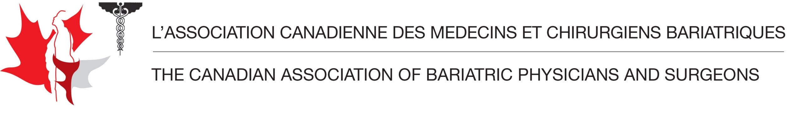 Logo of The Canadian Association of Bariatric Physicians and Surgeons with both French and English text, and a red and white graphic of Canada.