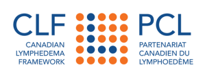 Logo of the Canadian Lymphedema Framework (CLF) and Partenariat Canadien du Lymphoedème (PCL) with a grid of blue and orange dots.