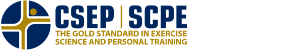 CSEP SCPE logo with text: "The Gold Standard in Exercise Science and Personal Training.