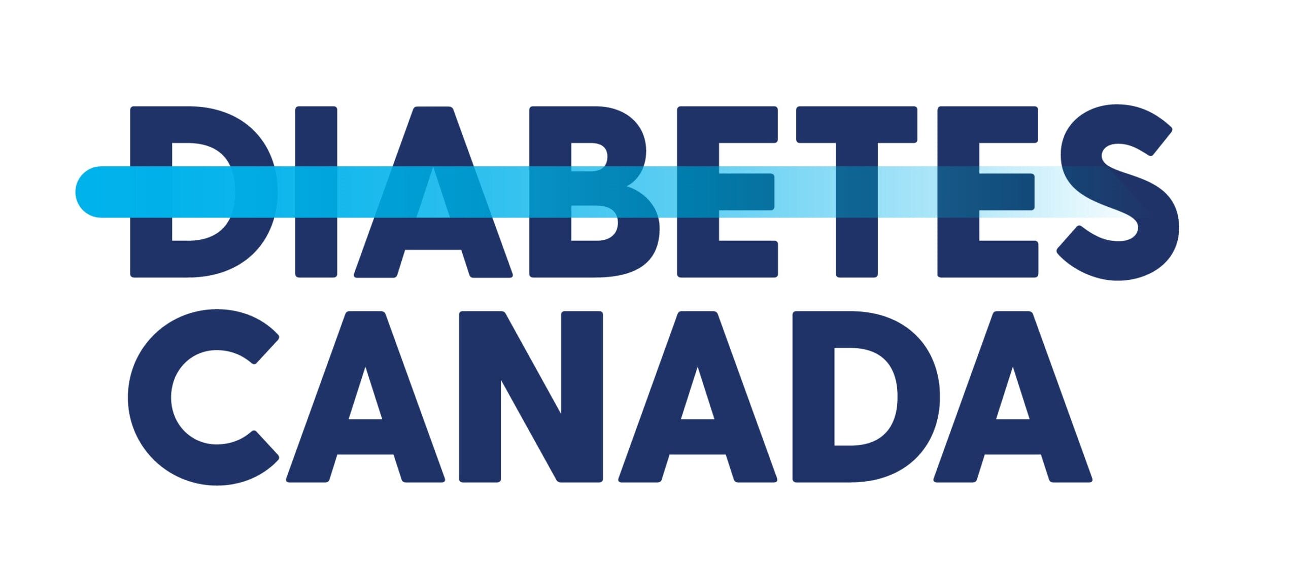 Diabetes Canada logo with the word "DIABETES" partially crossed out by a blue line.